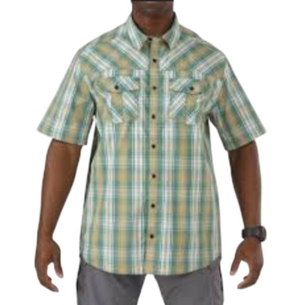 5.11 Tactical Men's Covert Flex Collared Short‎ Sleeve Snap Button Shirt Size L